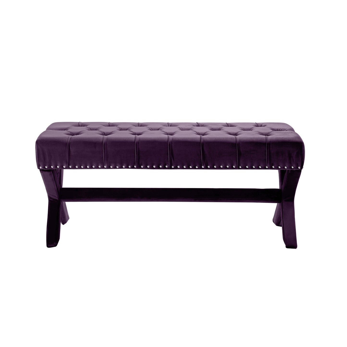 45" Gray Upholstered Velvet Bench