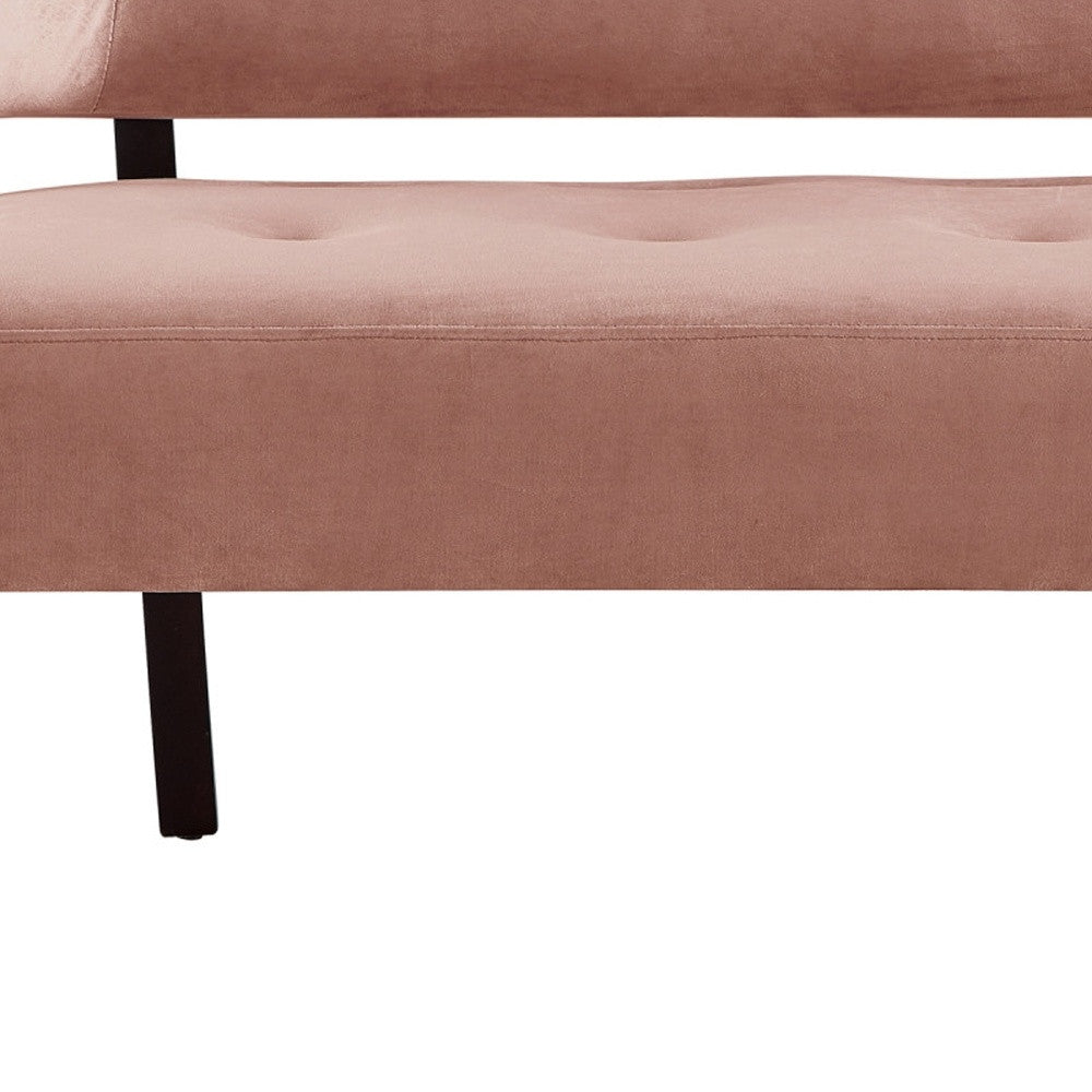 48" Blush And Brown Upholstered Velvet Bench