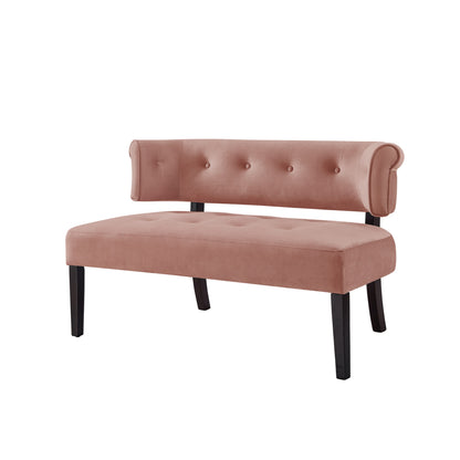 48" Blush And Brown Upholstered Velvet Bench