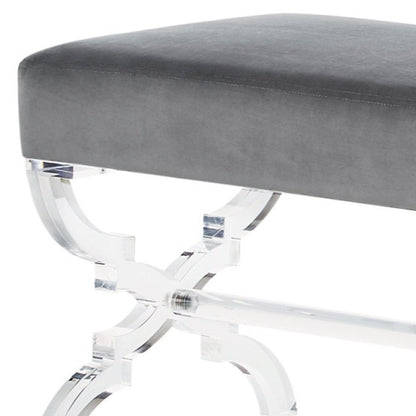 48" Black and Clear Velvet Upholstered Bench