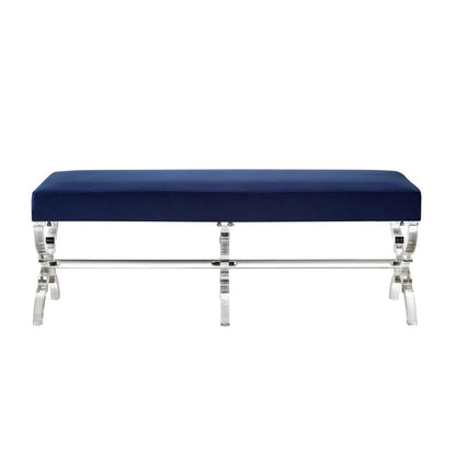 48" Black and Clear Velvet Upholstered Bench