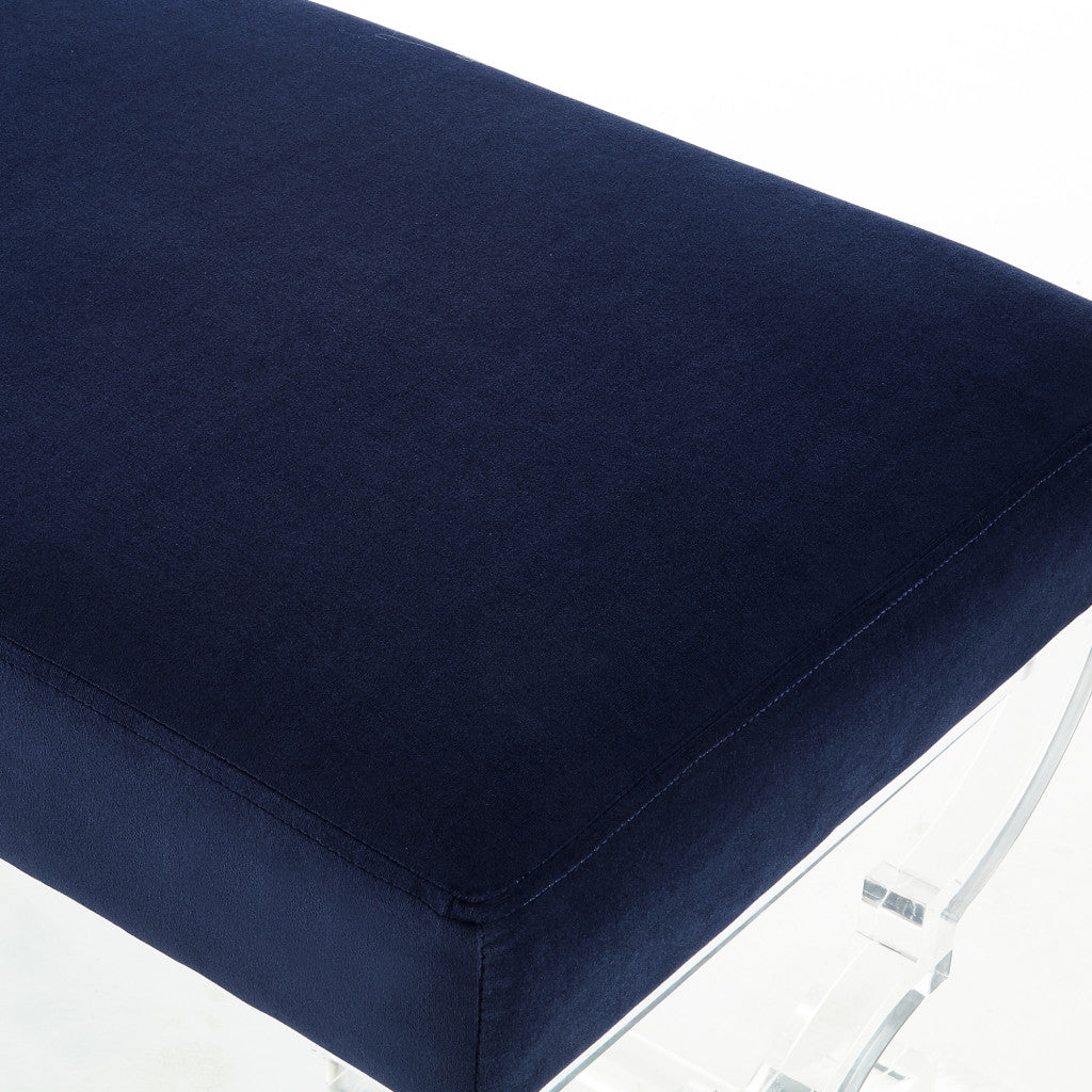 48" Black And Clear Upholstered Velvet Bench