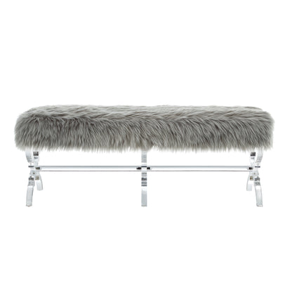 48" Black And Clear Upholstered Velvet Bench