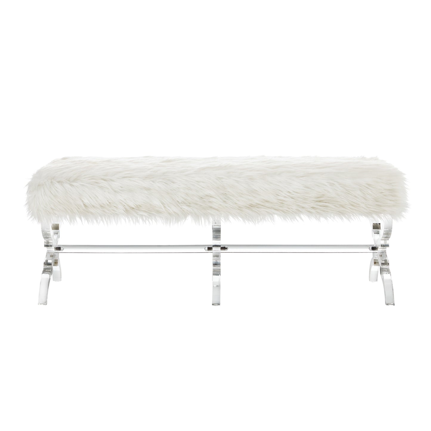 48" Black And Clear Upholstered Velvet Bench