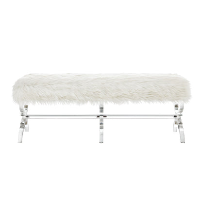 48" Black And Clear Upholstered Velvet Bench