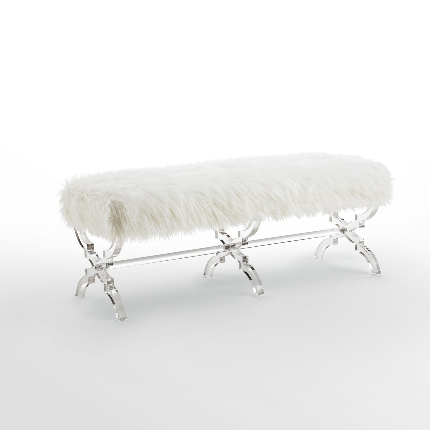 48" Black And Clear Upholstered Velvet Bench