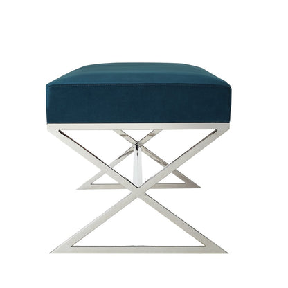 48" Gray and Silver Velvet Upholstered Bench