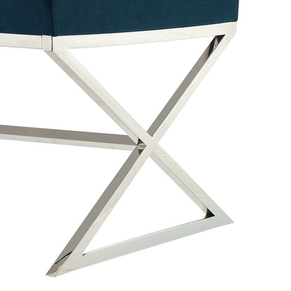 48" Gray and Silver Velvet Upholstered Bench