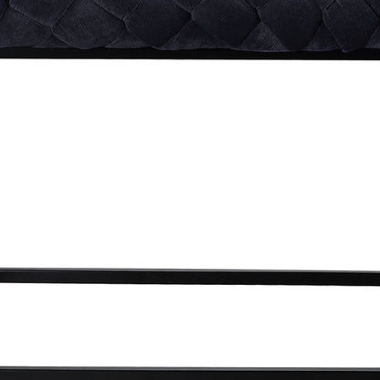 39" Gray And Black Upholstered Velvet Bench