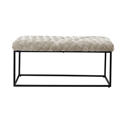 39" Gray And Black Upholstered Velvet Bench