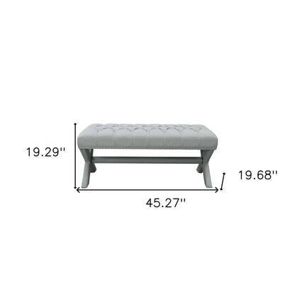45" Gray Upholstered Velvet Bench