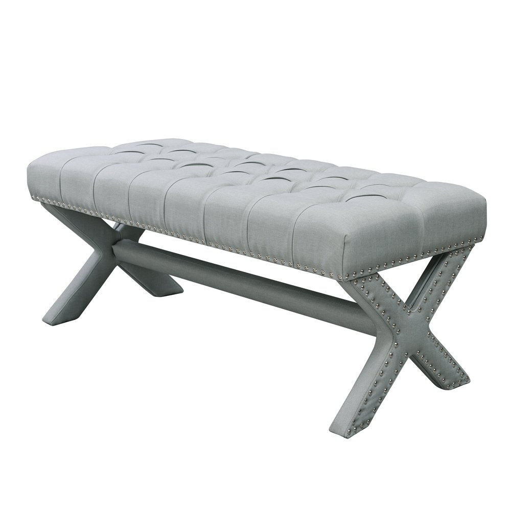 45" Plum Velvet Upholstered Bench