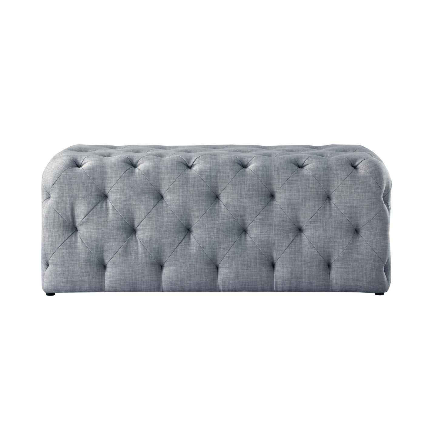 48" Navy Blue And Black Upholstered Velvet Bench