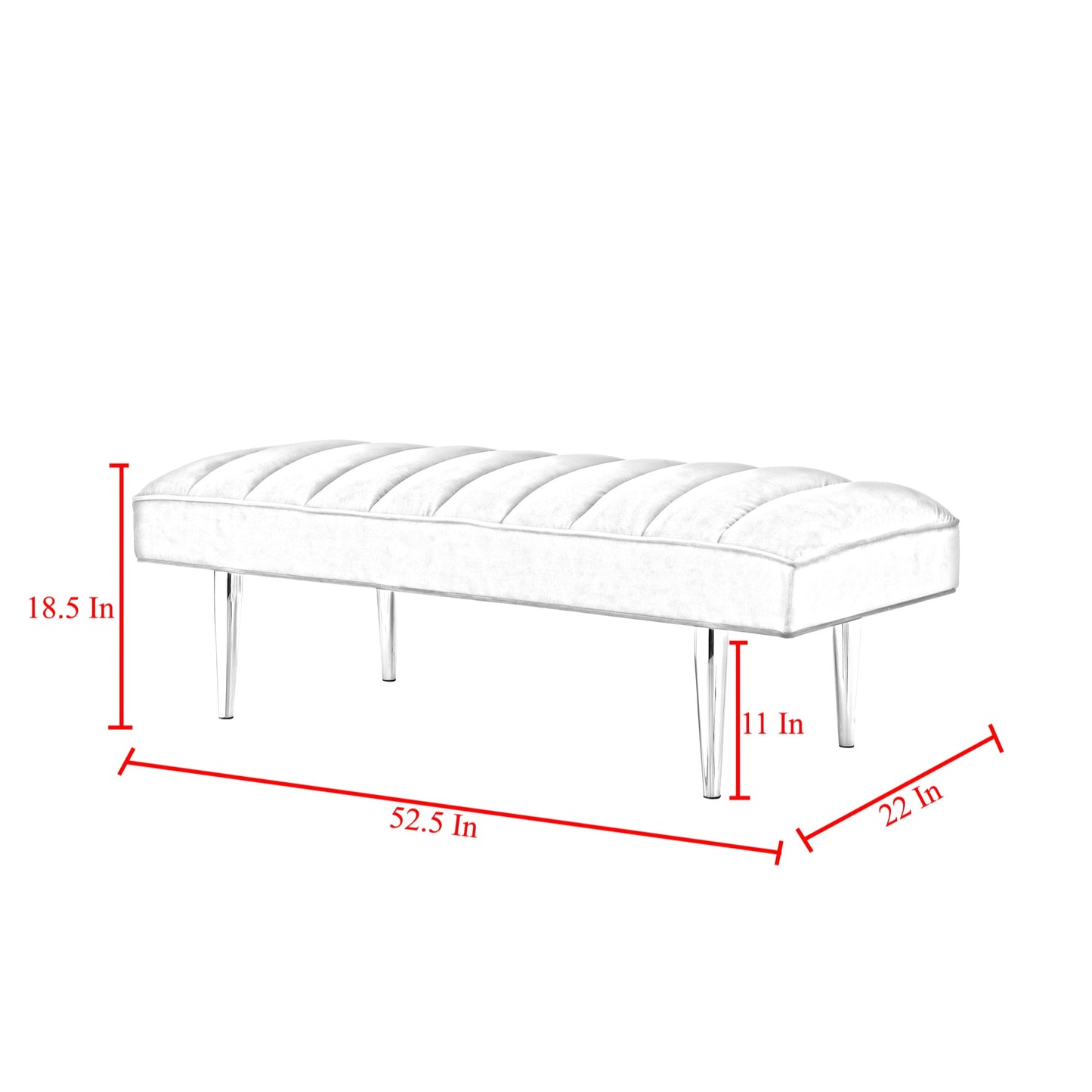 53" Light Gray And Gold Upholstered Velvet Bench