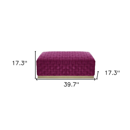 40" Lilac and Gold Velvet Upholstered Bench