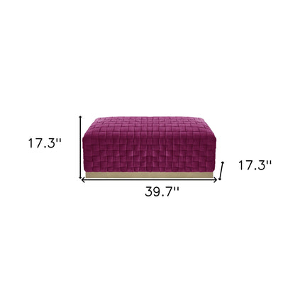 40" Lilac and Gold Velvet Upholstered Bench