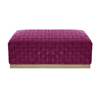 40" Lilac And Gold Upholstered Velvet Bench