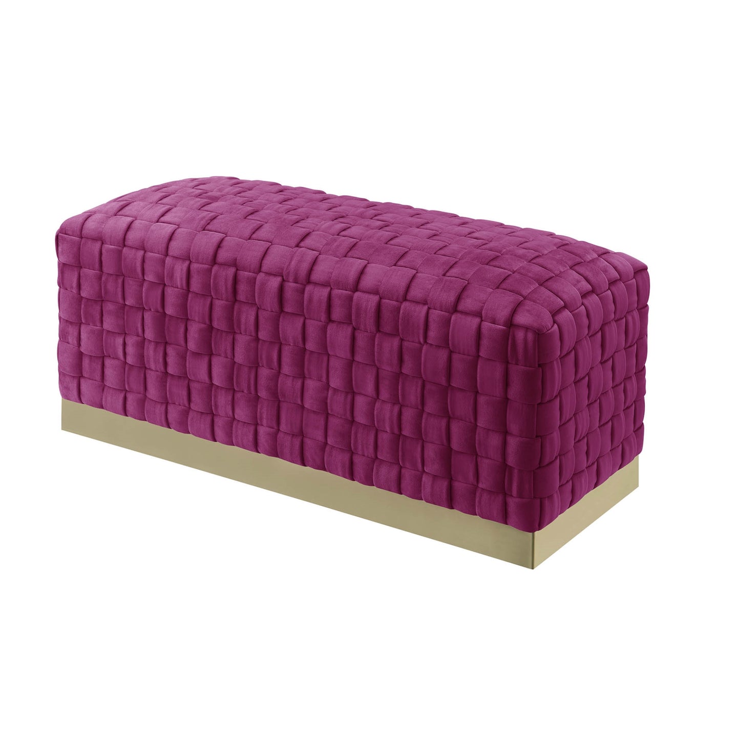 40" Lilac And Gold Upholstered Velvet Bench