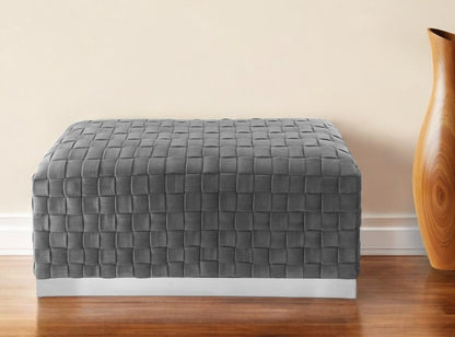 40" Lilac and Gold Velvet Upholstered Bench