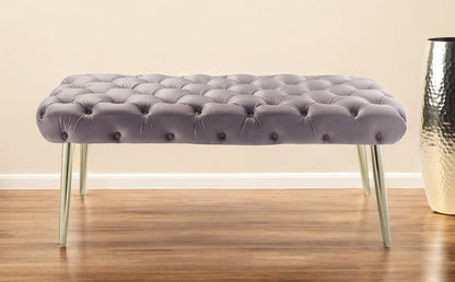 48" Lilac and Gold Tufted Velvet Upholstered Bench