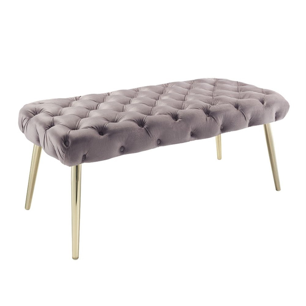 48" Lilac and Gold Tufted Velvet Upholstered Bench