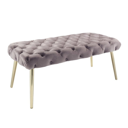 48" Lilac and Gold Tufted Velvet Upholstered Bench