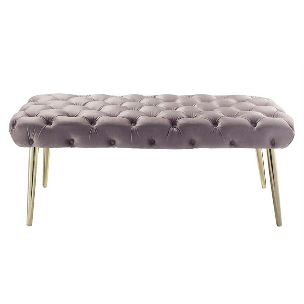 48" Lilac and Gold Tufted Velvet Upholstered Bench