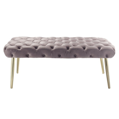 48" Lilac and Gold Tufted Velvet Upholstered Bench