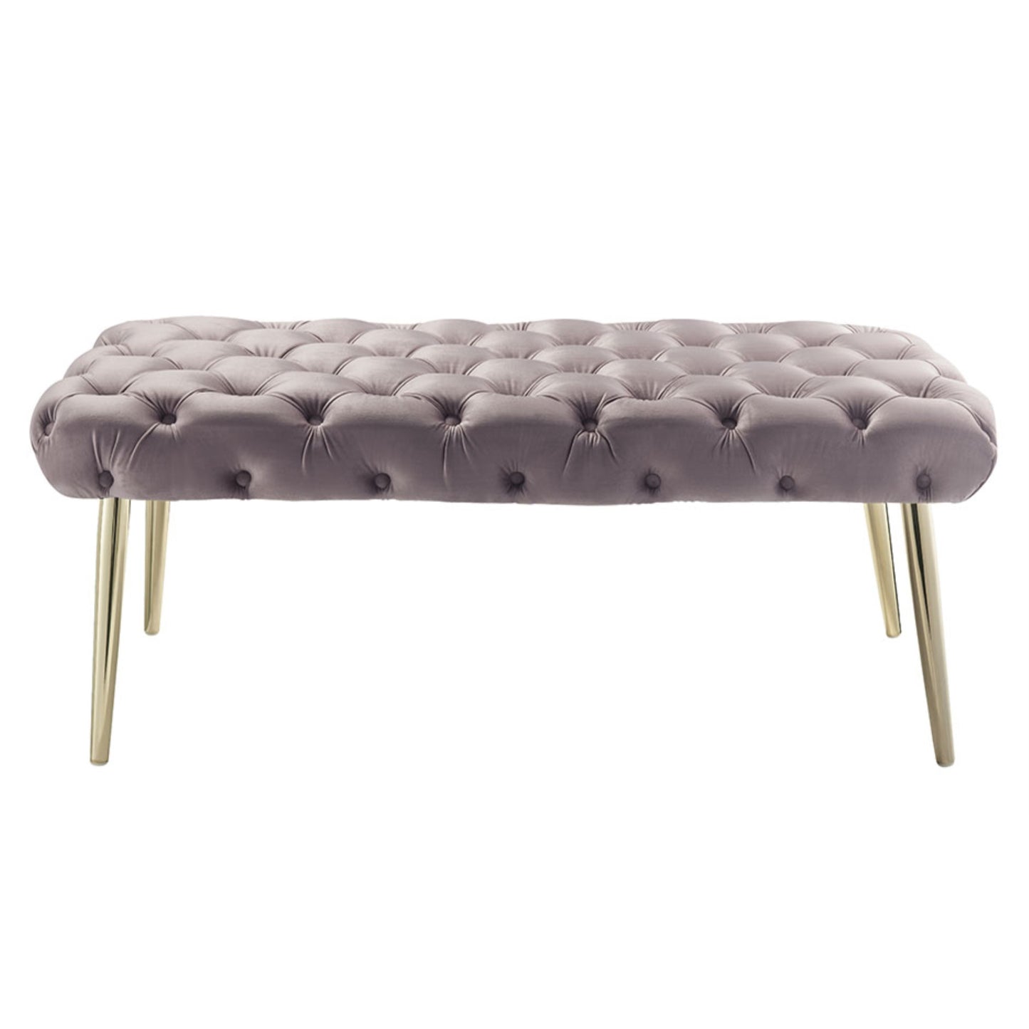 48" Lilac And Gold Upholstered Velvet Bench