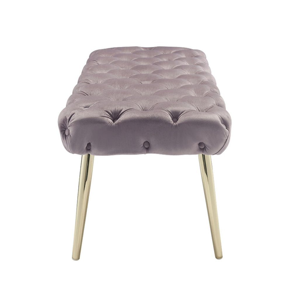 48" Lilac and Gold Tufted Velvet Upholstered Bench
