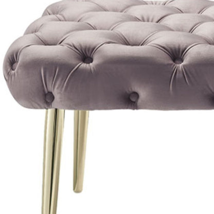48" Lilac and Gold Tufted Velvet Upholstered Bench