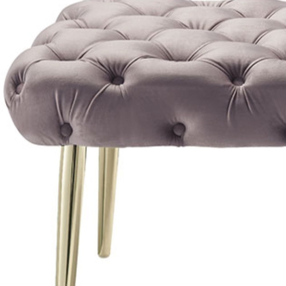 48" Lilac and Gold Tufted Velvet Upholstered Bench