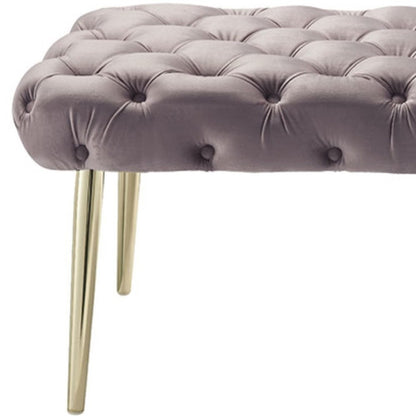 48" Lilac and Gold Tufted Velvet Upholstered Bench