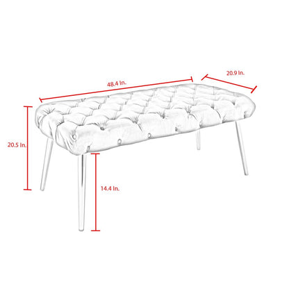 48" Lilac and Gold Tufted Velvet Upholstered Bench