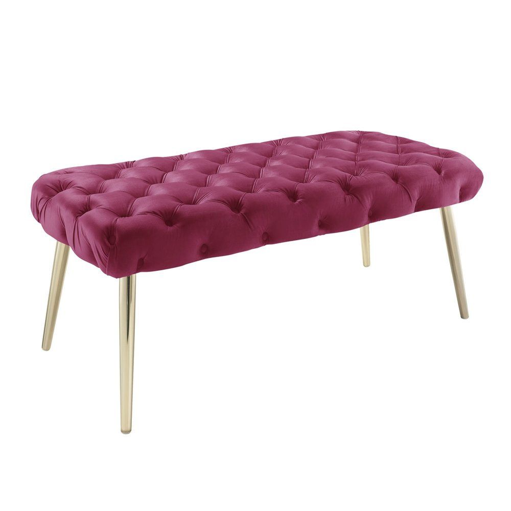 48" Lilac and Gold Tufted Velvet Upholstered Bench