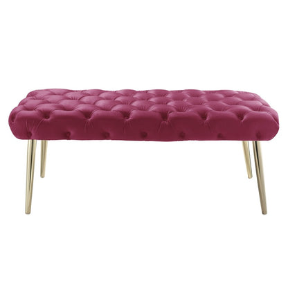 48" Lilac and Gold Tufted Velvet Upholstered Bench