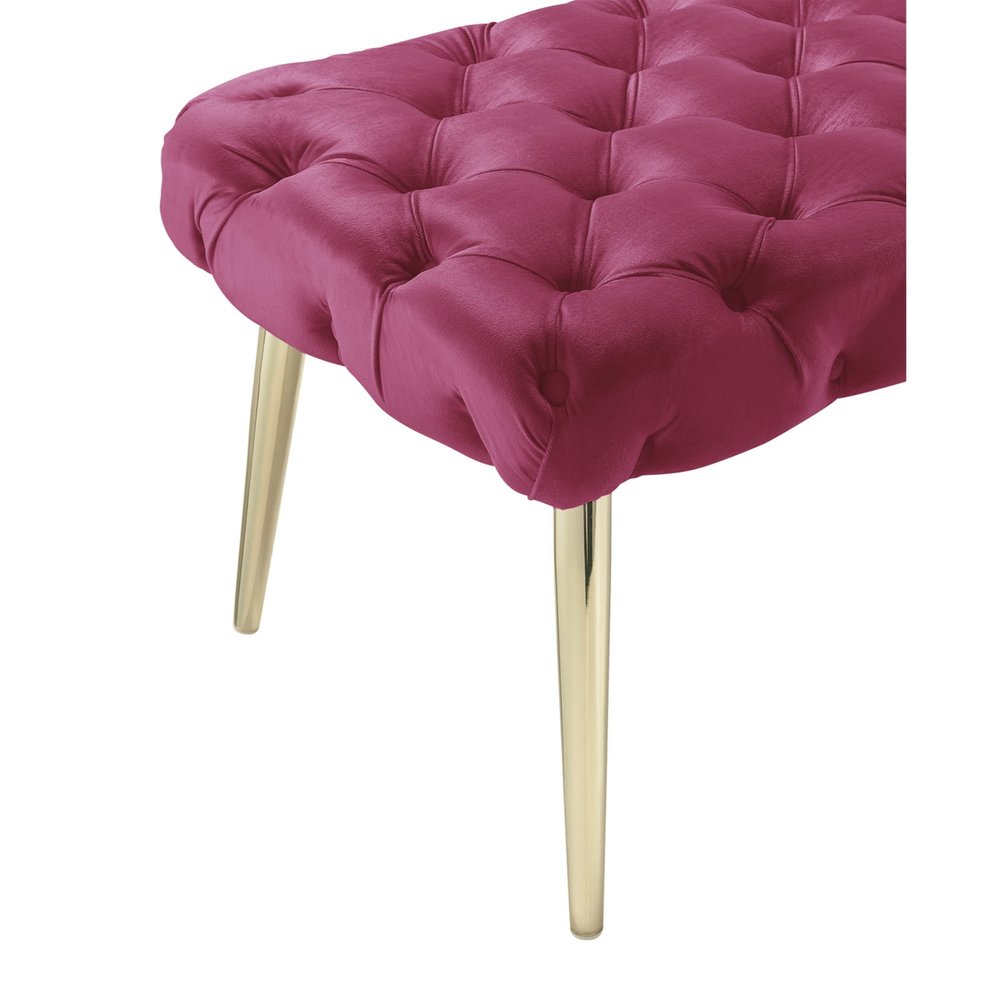 48" Lilac and Gold Tufted Velvet Upholstered Bench