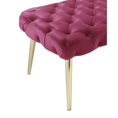 48" Lilac And Gold Upholstered Velvet Bench