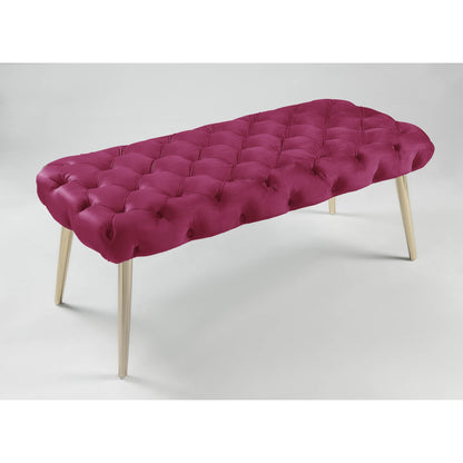 48" Lilac And Gold Upholstered Velvet Bench