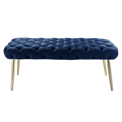 48" Lilac And Gold Upholstered Velvet Bench