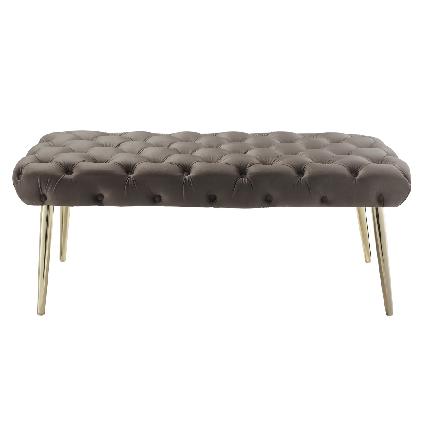 48" Lilac And Gold Upholstered Velvet Bench