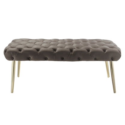 48" Lilac And Gold Upholstered Velvet Bench