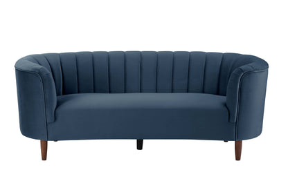 81" Blue Velvet Sofa With Black Legs