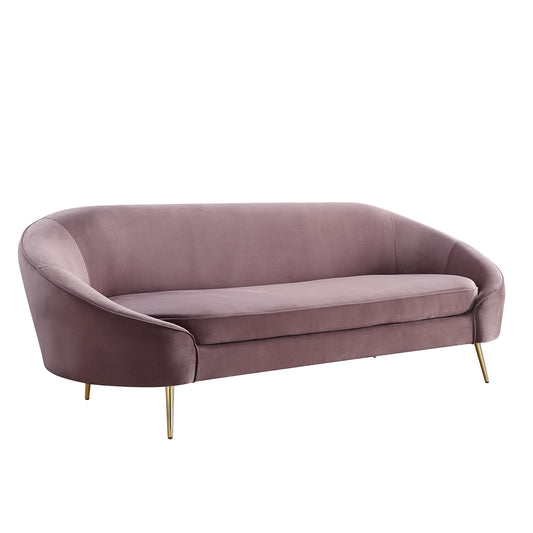 90" Pink Velvet Sofa With Gold Legs