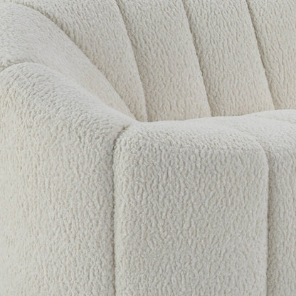 84" White Sherpa Sofa With Black Legs