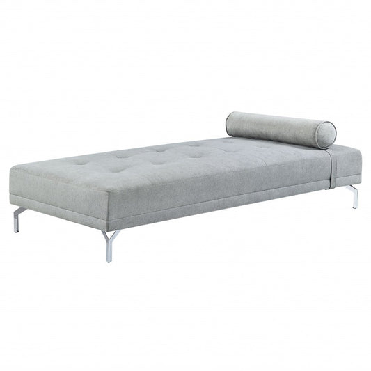 74" Gray Velvet Convertible Futon Sofa With Toss Pillow