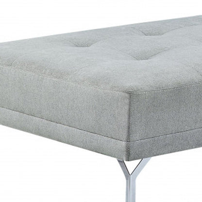 74" Gray Velvet Convertible Futon Sofa With Toss Pillow