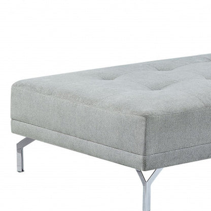 74" Gray Velvet Convertible Futon Sofa With Toss Pillow