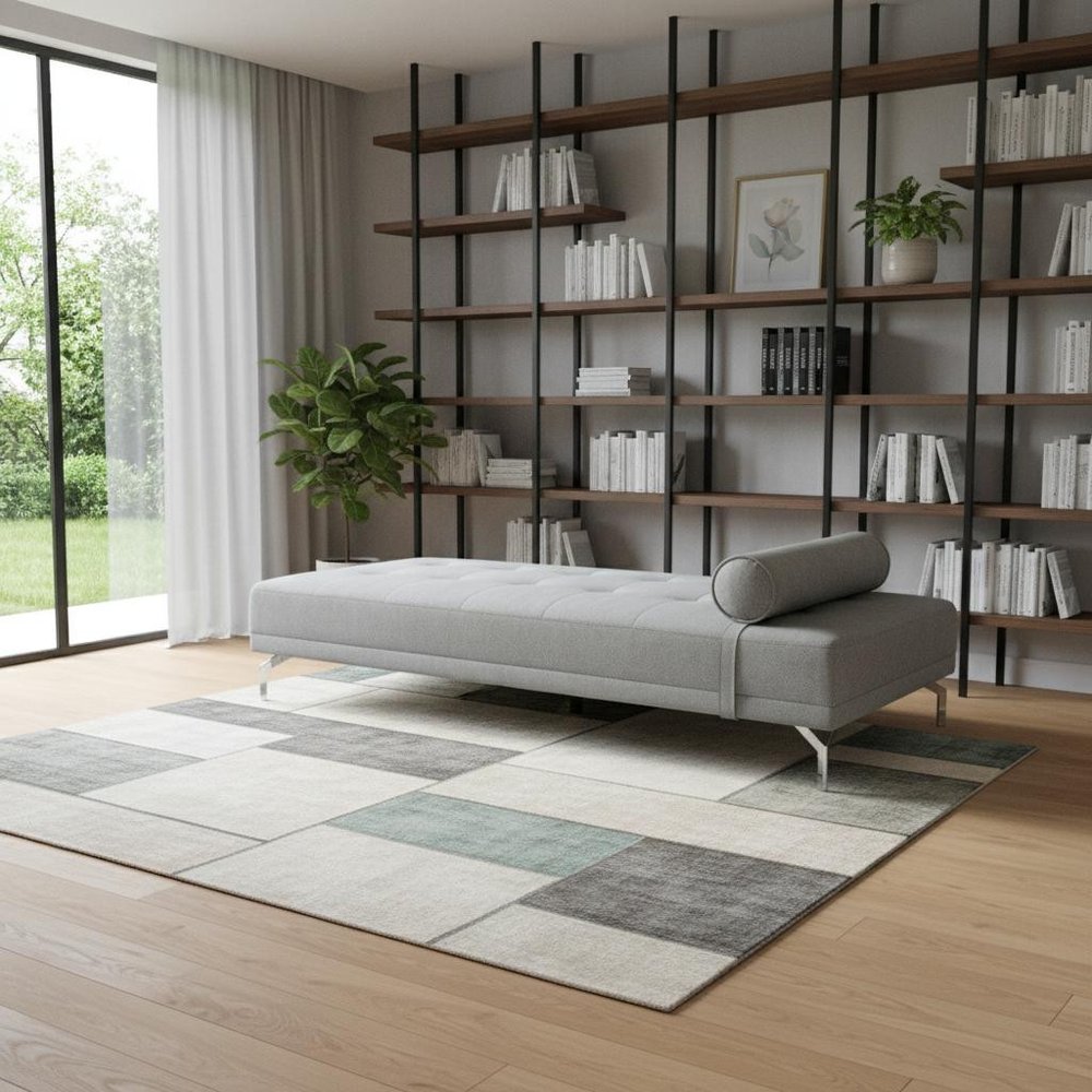 74" Gray Velvet Convertible Futon Sofa With Toss Pillow