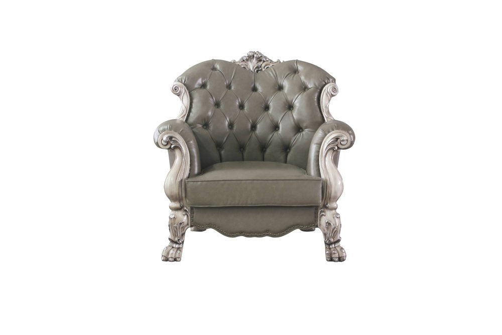 45" Champagne Faux Leather Arm Chair